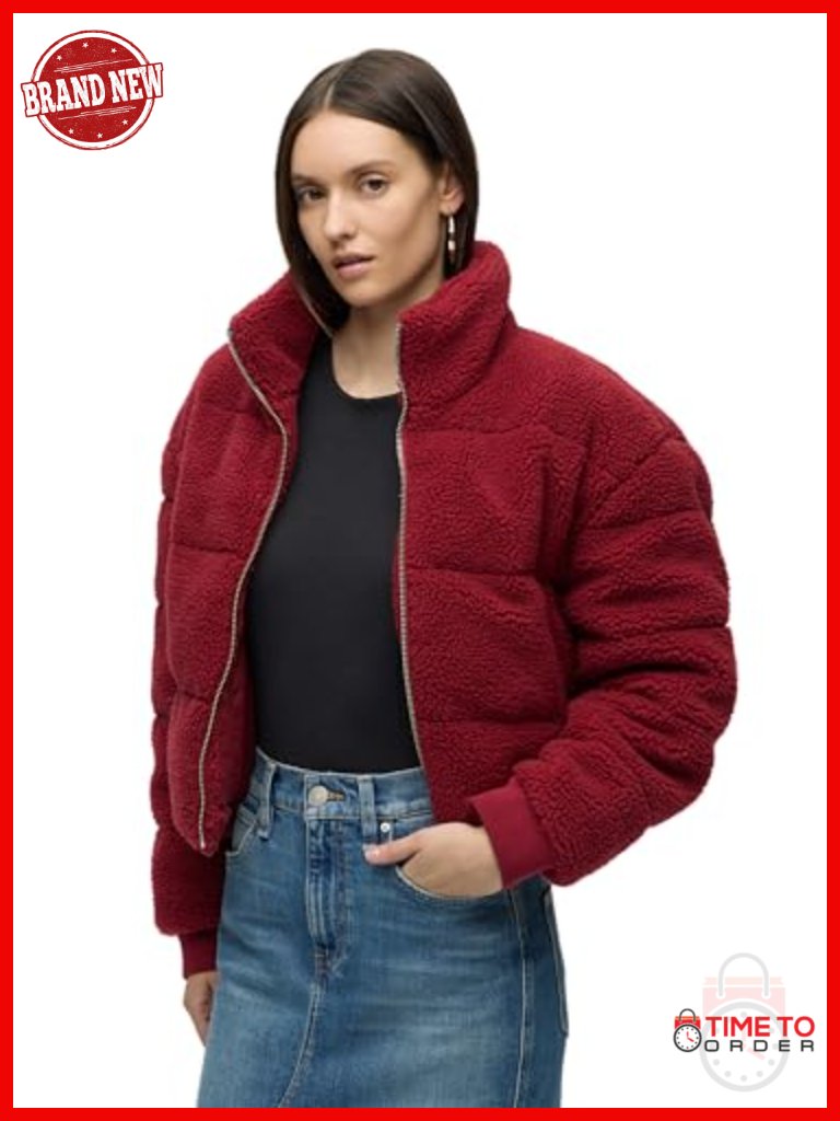 Sherpa Puffer Jacket With Zipper Pockets